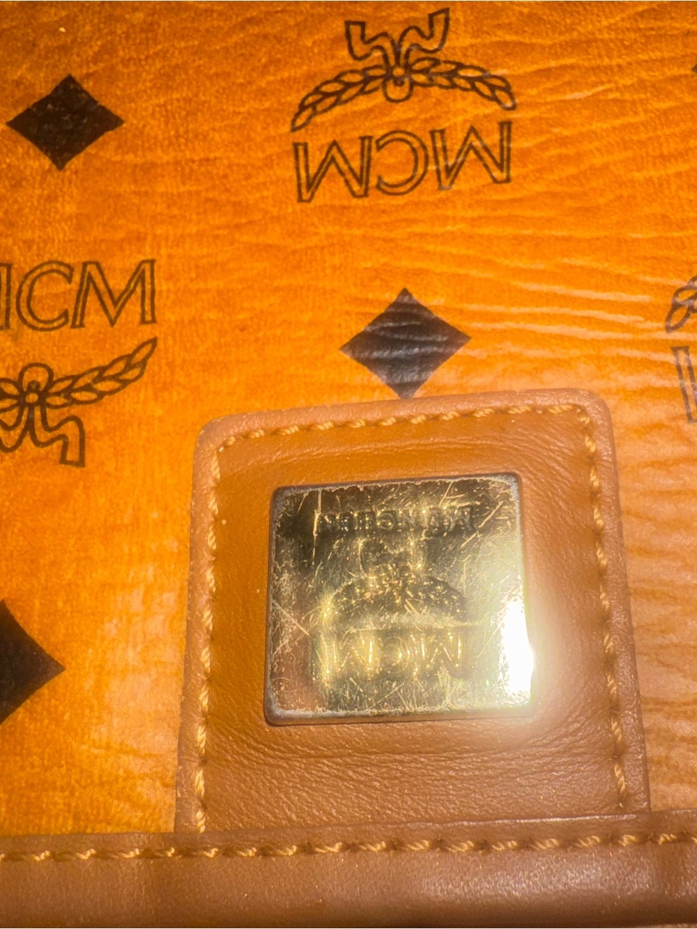 MCM limited edition Cognac Leather Logo Tote EUC - Picture 3 of 6